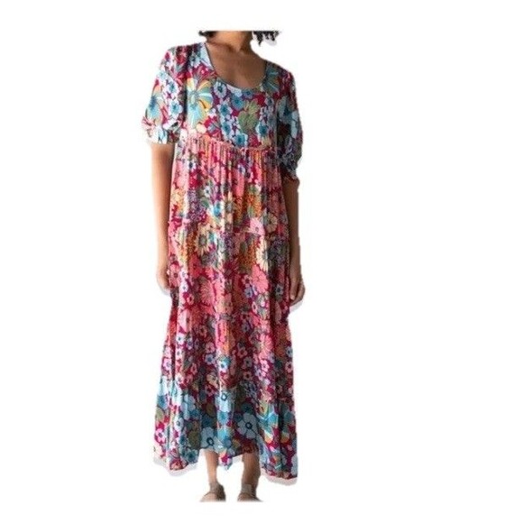 Natural Life Dresses & Skirts - Natural Life Womens Collette Tiered  Maxi Dress Floral Boho Cottage Rayon Sz L